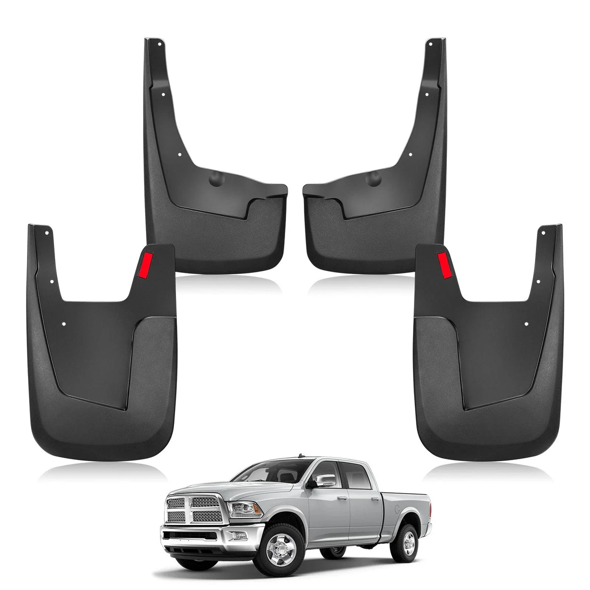 4X Splash Guards Mud Flaps for Dodge Ram 1500 (2019–2023) W/o Fender Flares