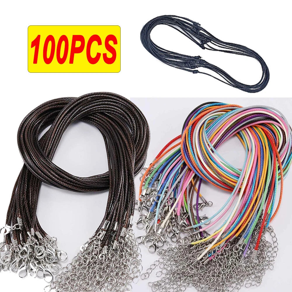 100PCS 18" Leather Cord Chain for Jewelry Making with Clasps