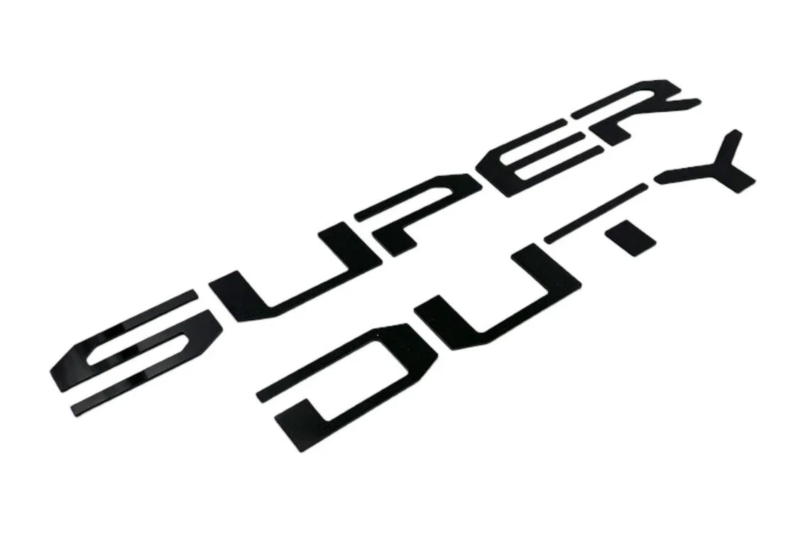 Hood Inserts Gloss Black Lettered for 2023-2025 Ford Super Duty