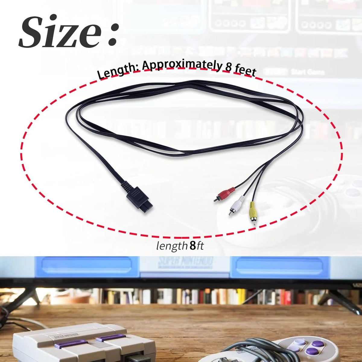 2X Video AV Composite Cable for Nintendo N64, Gamecube, SNES, Super Famicom