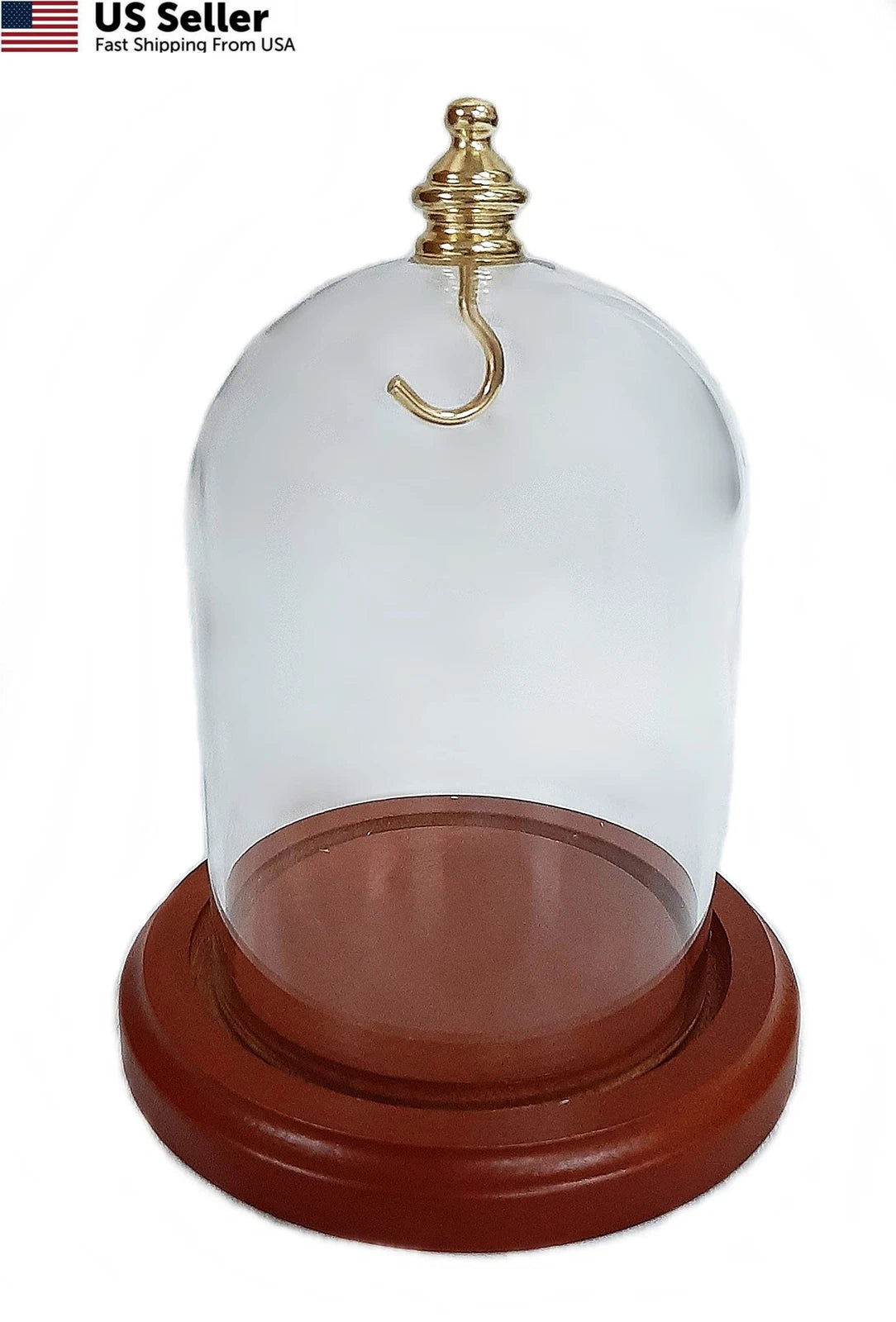 3X 4 Pocket Watch Glass Display Dome Cloche with Gold Knob and Hook