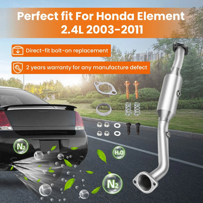 Front Catalytic Converter Kit for Honda Element 2.4L (2003–2011) 32.75" Length