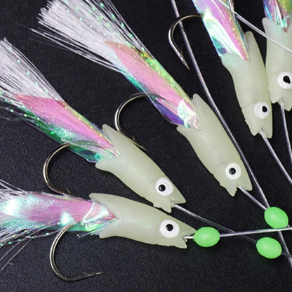 Set of 4 Fishing Lures with Luminous Hooks for Deep Sea Fishing