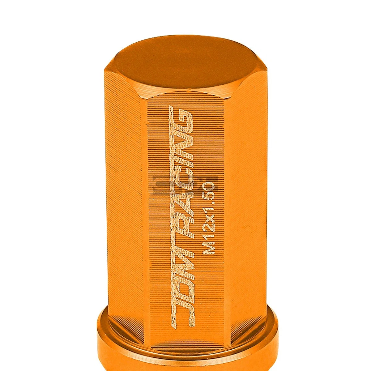 20 PC Closed End M12x1.5 50mm Tall Orange Aluminum Lug Nuts + Adapter