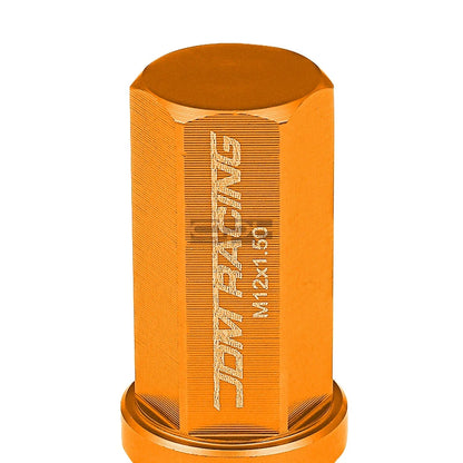 20 PC Closed End M12x1.5 50mm Tall Orange Aluminum Lug Nuts + Adapter