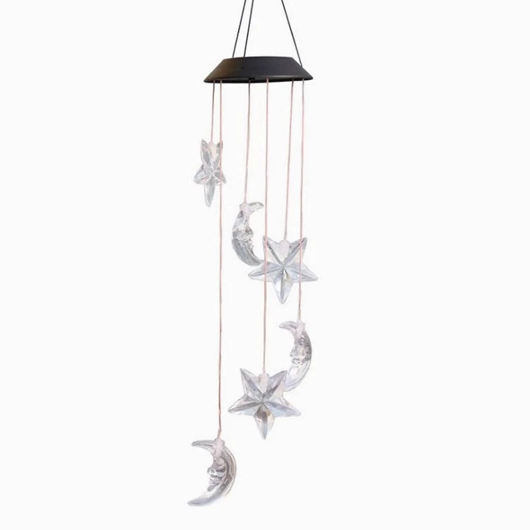 LED Solar Wind Chimes Lights - Color Changing Moon & Star Garden Decor