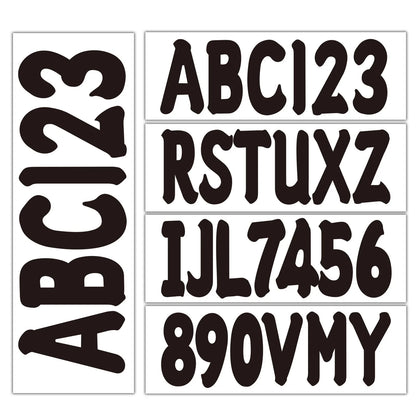 Set of 4 Black PWC ID Numbers Decals Registration Stickers 3" A-Z 0-9