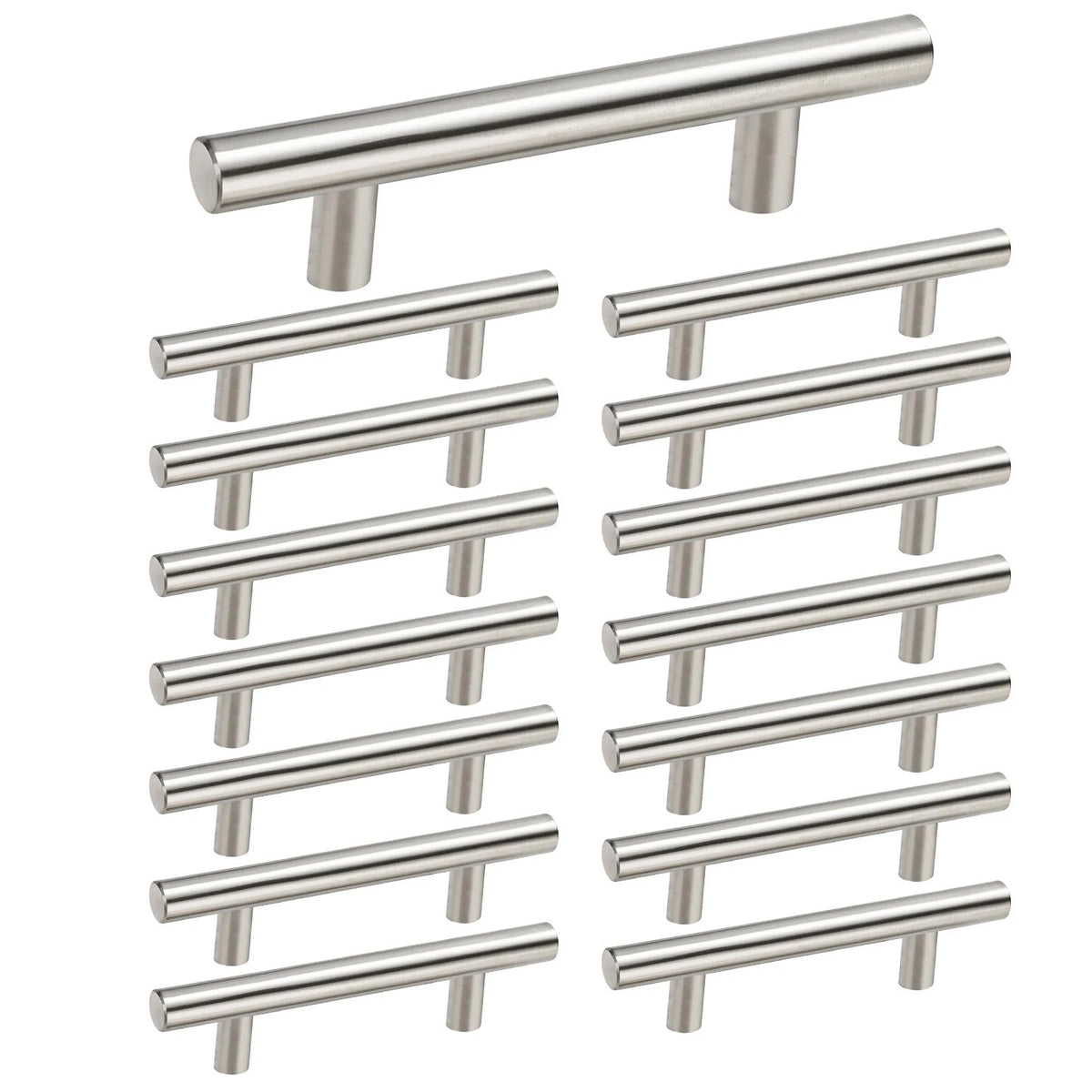 15 Pack Brushed Nickel Cabinet Handles for Kitchen Drawers (Modern Design)