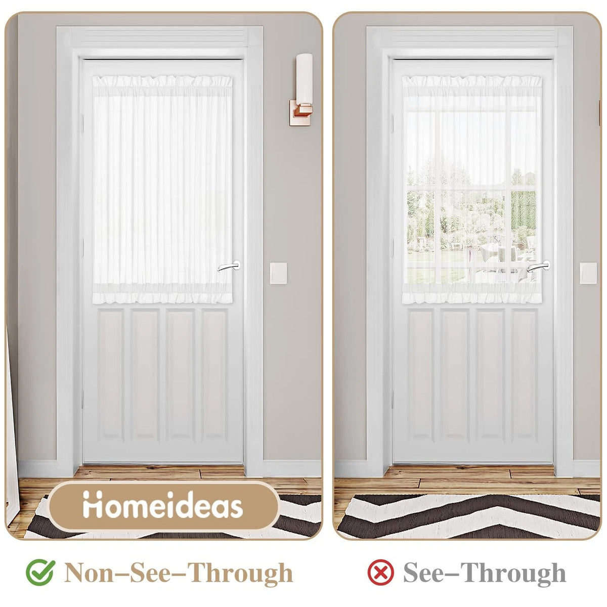 1 Panel Non-See-Through French Door Curtain for Front Door - 54 x 40 White