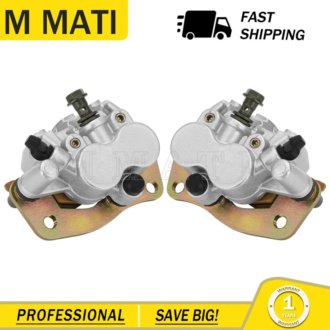 Front Left Right Brake Caliper & Pads for Yamaha Rhino 450 YXR450 (2006–2009)