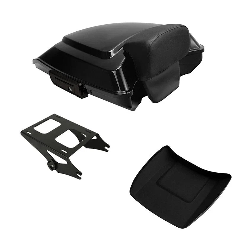 Black Razor Trunk Backrest Mount Rack for Harley Touring Street Glide (2014–2026)