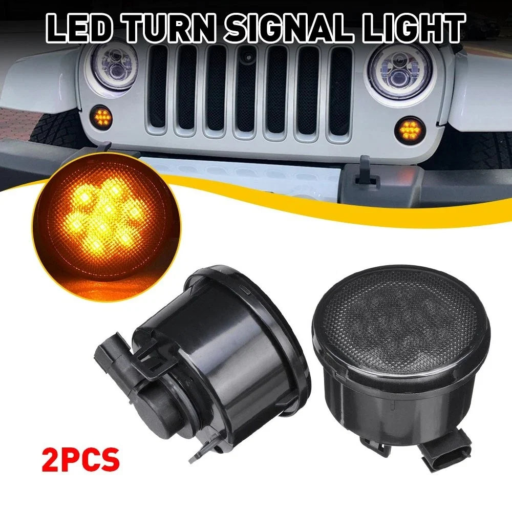 2X LED Turn Signal Lights for Jeep Wrangler JK (2007–2018) Amber Smoked