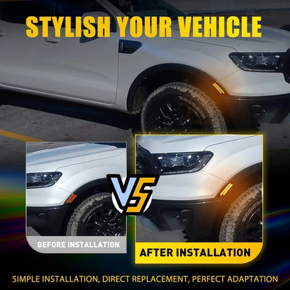 Smoked Lens Amber LED Side Marker Lights for Ford Ranger (2019–2022)