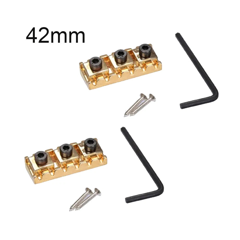 2 Sets Guitar Locking Nut 42mm String Lock for Floyd Rose Tremolo Bridge Gold
