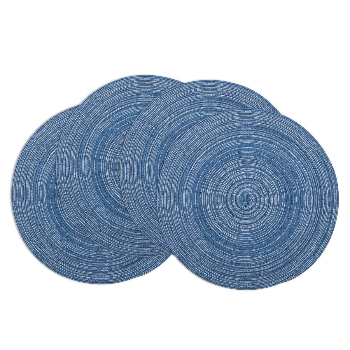 Set of 4 Round Braided Placemats for Seascape Blue (Washable)