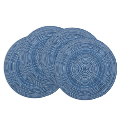 Set of 4 Round Braided Placemats for Seascape Blue (Washable)