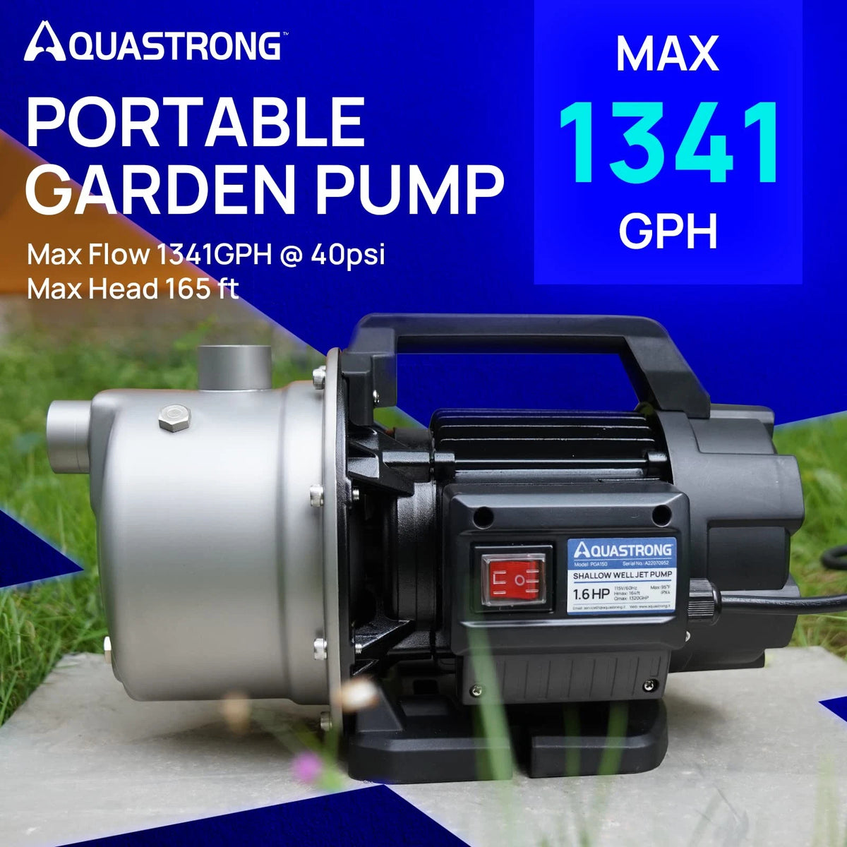 1.6HP Stainless Shallow Well Garden Pump for Aquastrong (115V)