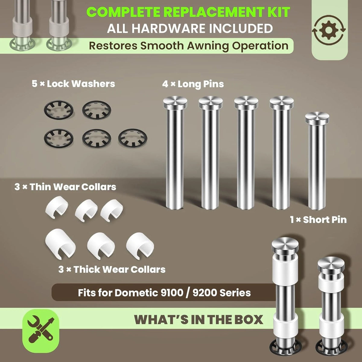 Set of 4 RV Awning Repair Pins Fasteners Kit for Dometic 9100 9200 (8952002.400B)