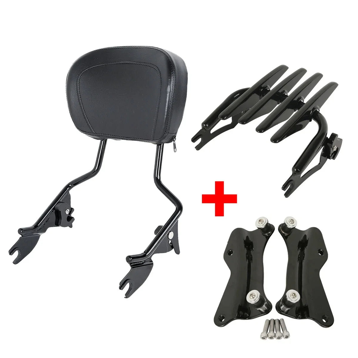 Sissy Bar Backrest Pad Luggage Rack Docking Kit for Harley Road King (2014–2024)