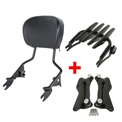 Sissy Bar Backrest Pad Luggage Rack Docking Kit for Harley Road King (2014–2024)