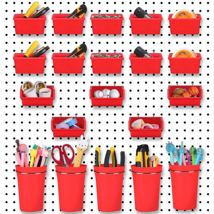 20 Pcs Pegboard Bins and Cups Set for Organizing Tools and Accessories