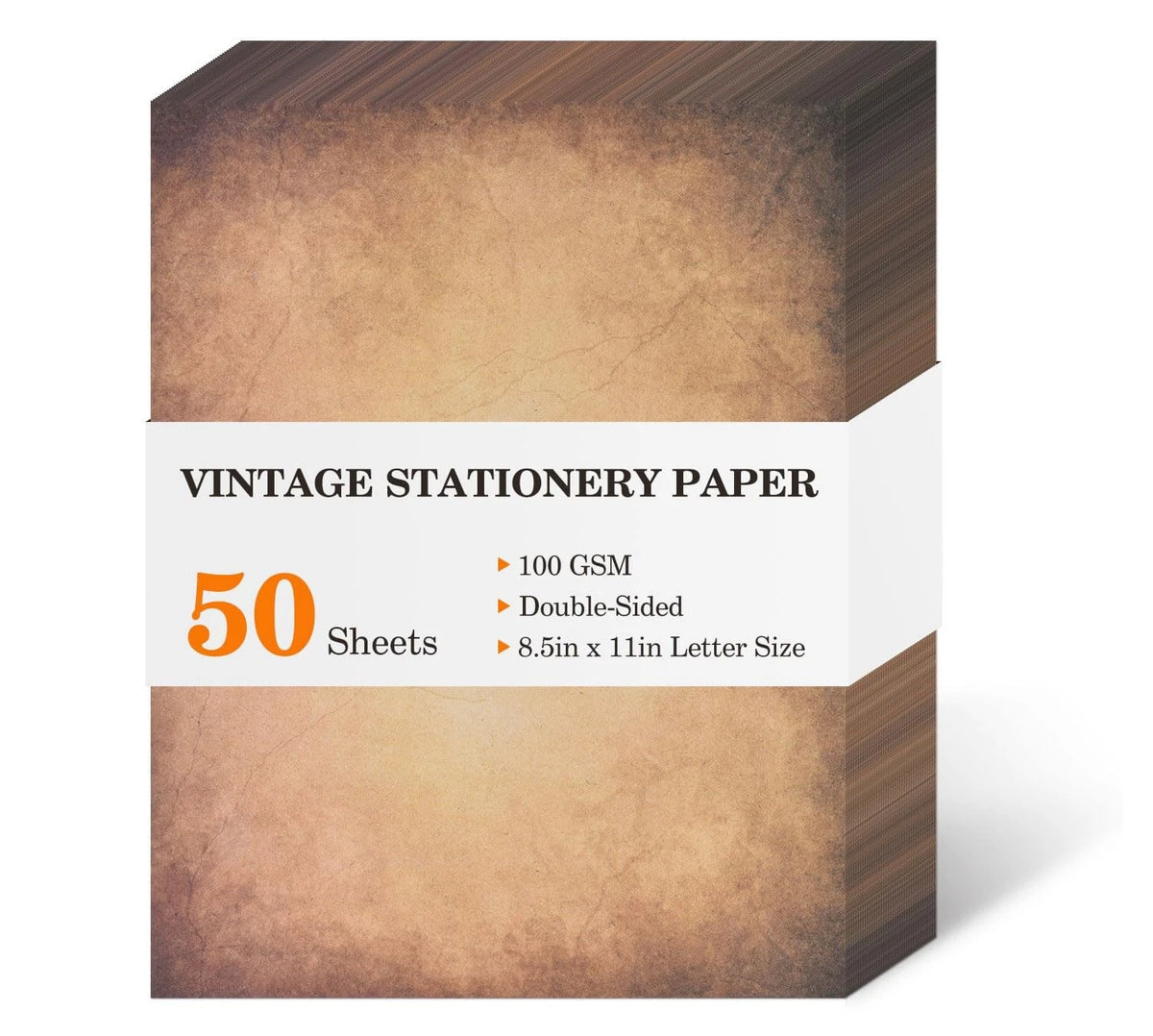 50 Sheets Vintage Scrapbook Paper 8.5 x 11 (Antique Aged Brown)