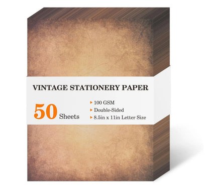 50 Sheets Vintage Scrapbook Paper 8.5 x 11 (Antique Aged Brown)