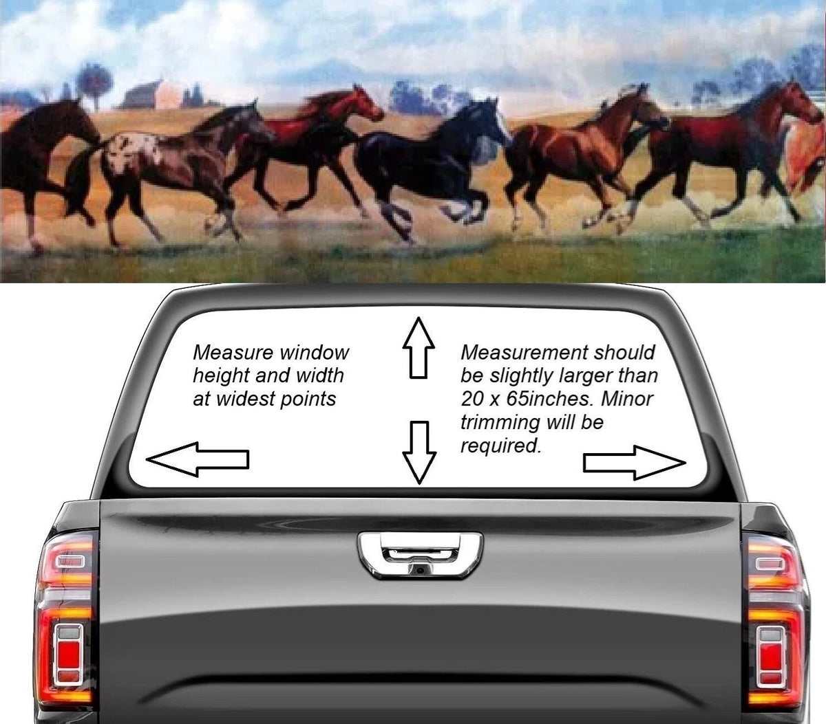 Running Wild Horses Rear Window Graphic Decal Tint for Truck SUV (WF912)