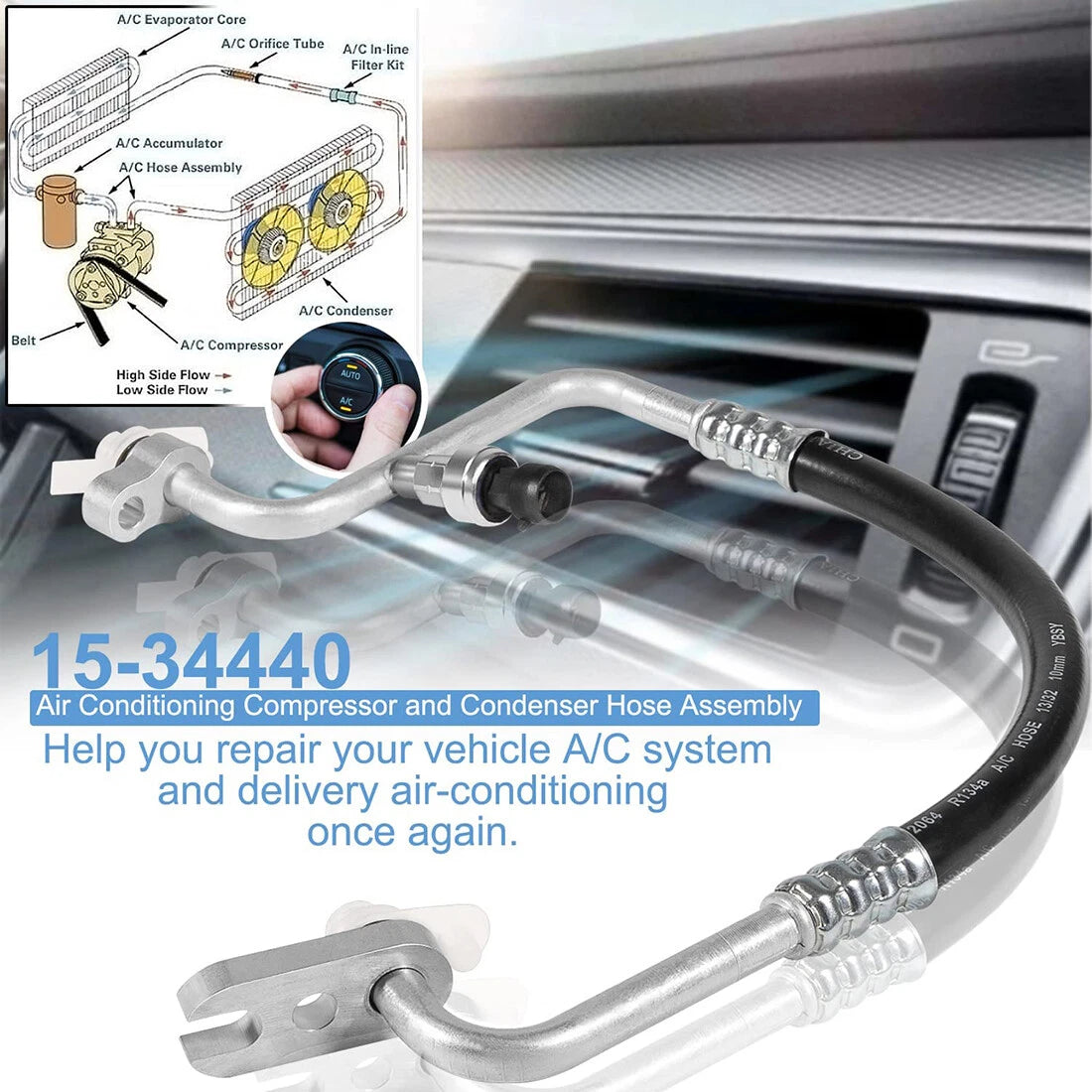 Air Conditioning Compressor Condenser Hose Assembly for Chevy Buick GMC (15-34440)