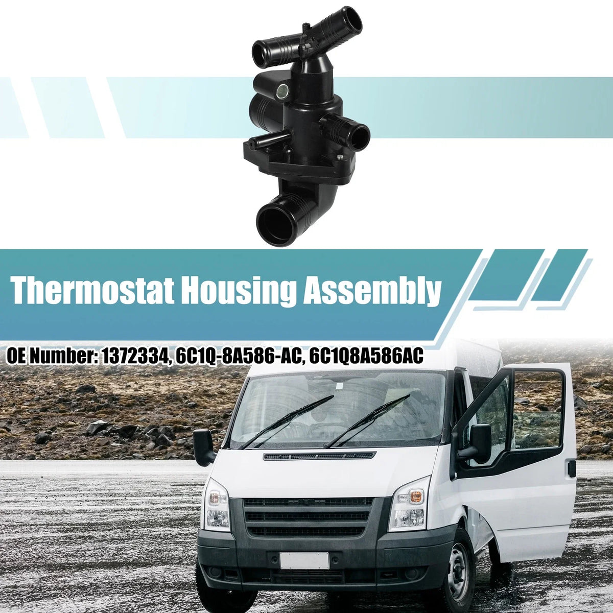 Engine Coolant Thermostat Housing Assembly for Ford Transit (2006–2014) 1372334