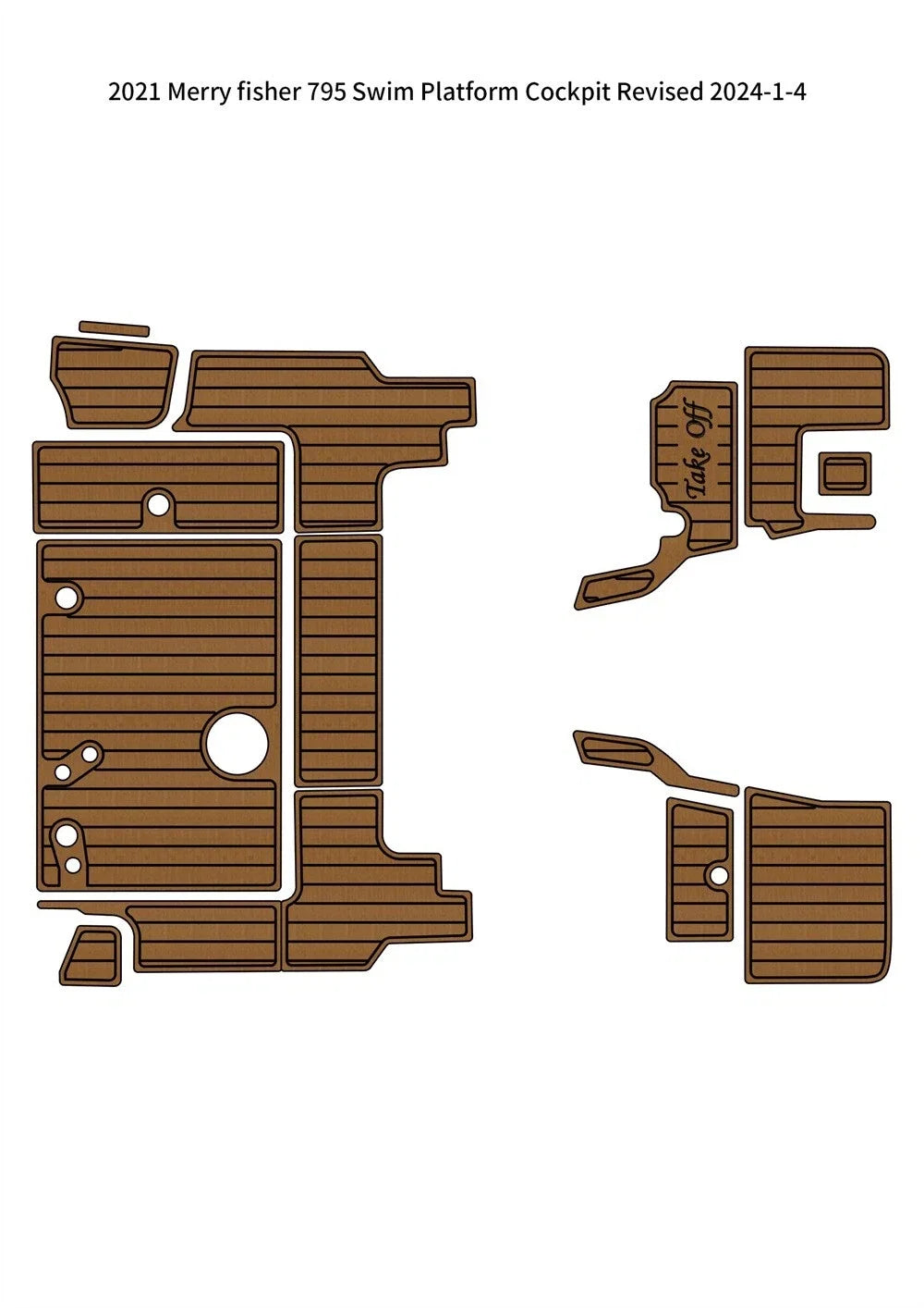 Swim Platform Cockpit Pad for Jeanneau Merry Fisher 795 (2021) - EVA Teak Flooring