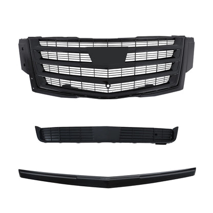 3Pcs Gloss Black Front Center Mesh Grille for Cadillac Escalade (2015–2020) AUD106000D