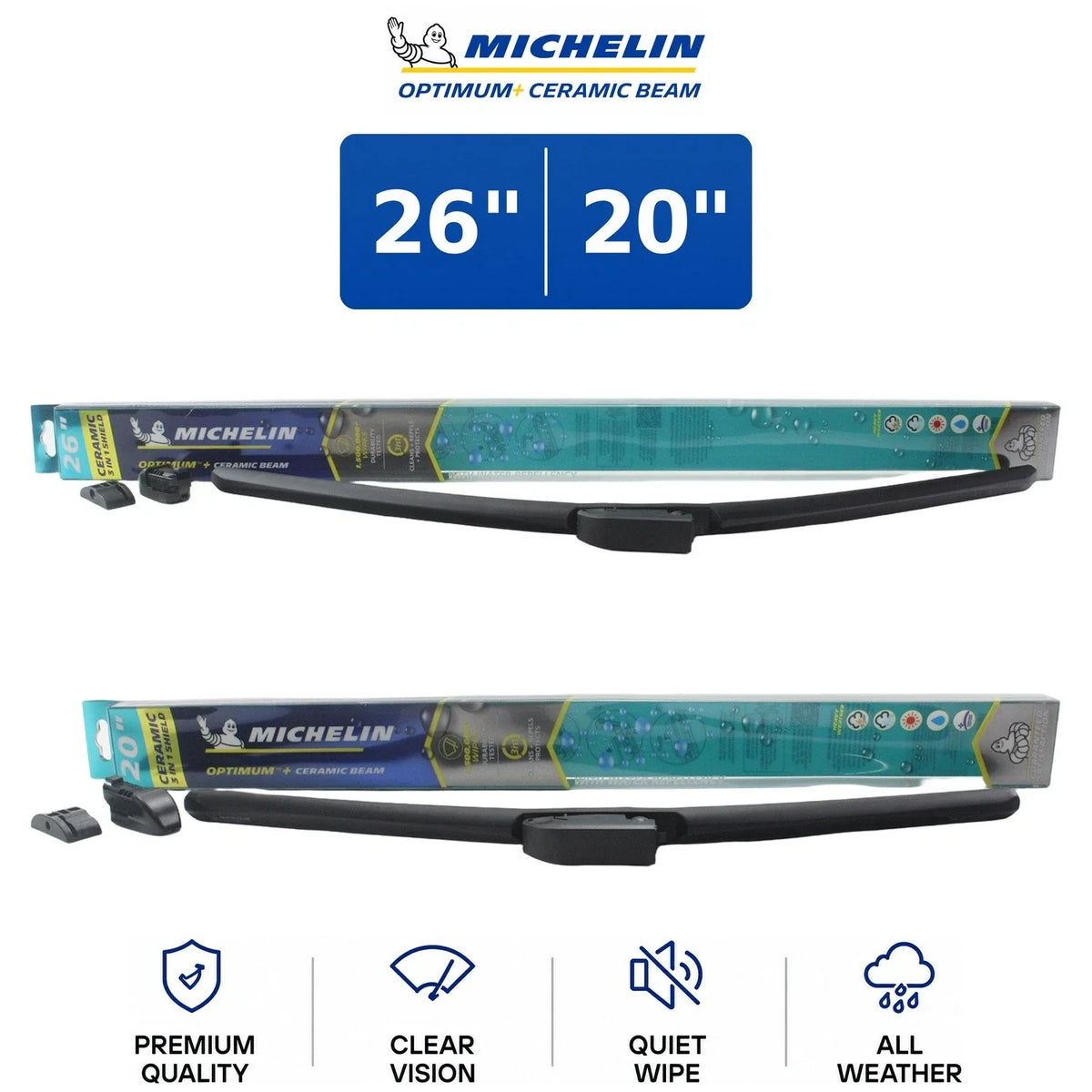 Set of 2 Wiper Blades for TX550h+ (2024–2024) 26"/20" Ceramic Beam