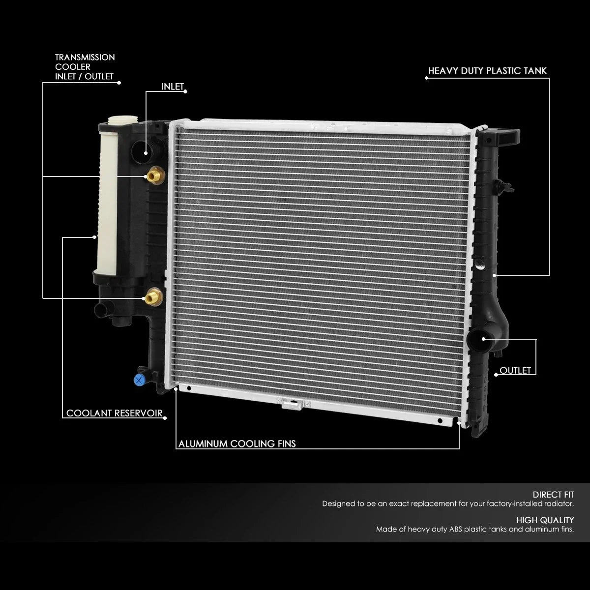 Aluminum Core Replacement Radiator for BMW 525I (1989–1995) DPI 979