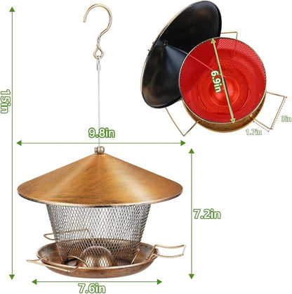 Weather Resistant Outdoor Bird Feeder with 9.8" Dome & Easy Refill