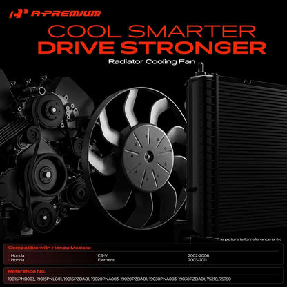 Cooling Fan Assembly w/ Shroud for Honda CR-V (2002–2006) 19030PZDA01, 620246, 620232