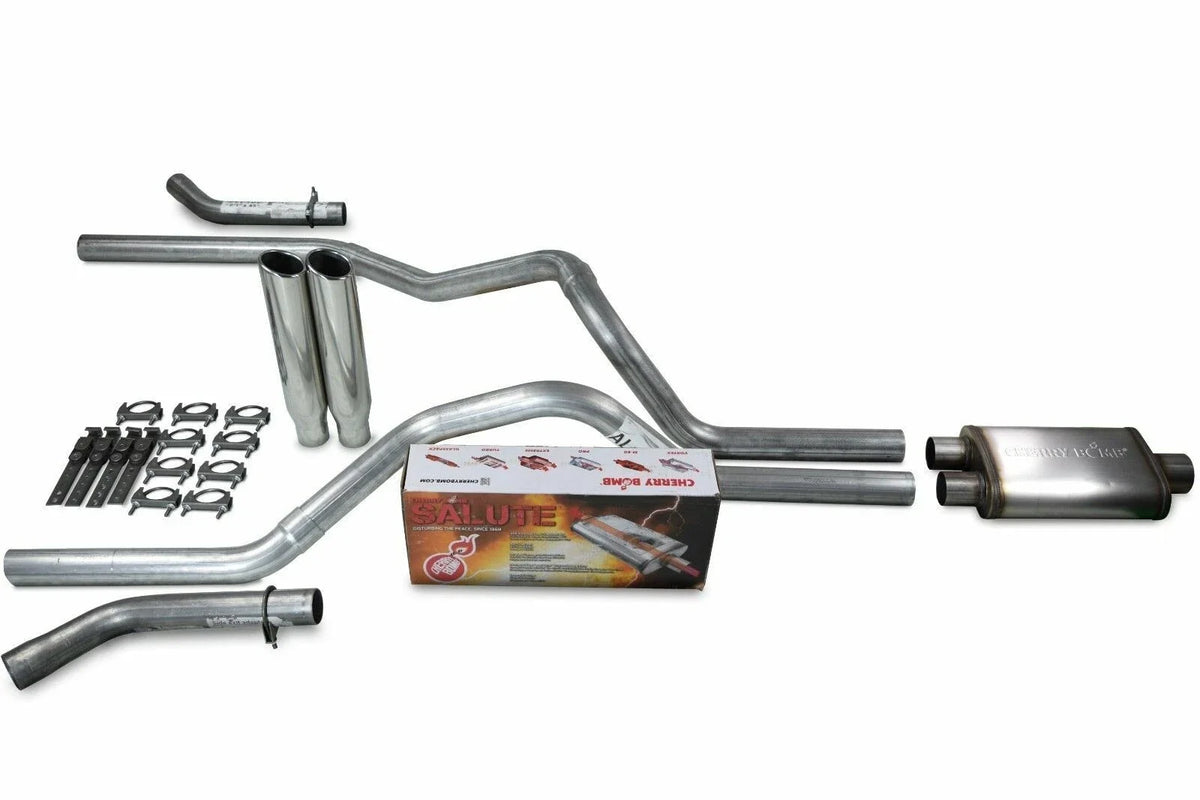 2.5" Dual Exhaust Kit for Dodge Ram 1500 (2004–2008) - Cherry Bomb Tips