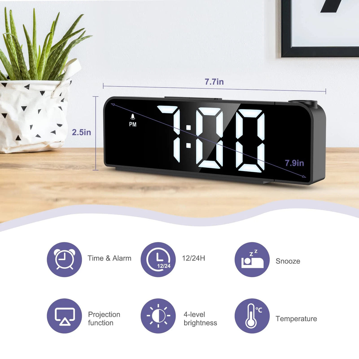 7.9-Inch Black-White Display Projector (1.6 to 16 Feet Projection)