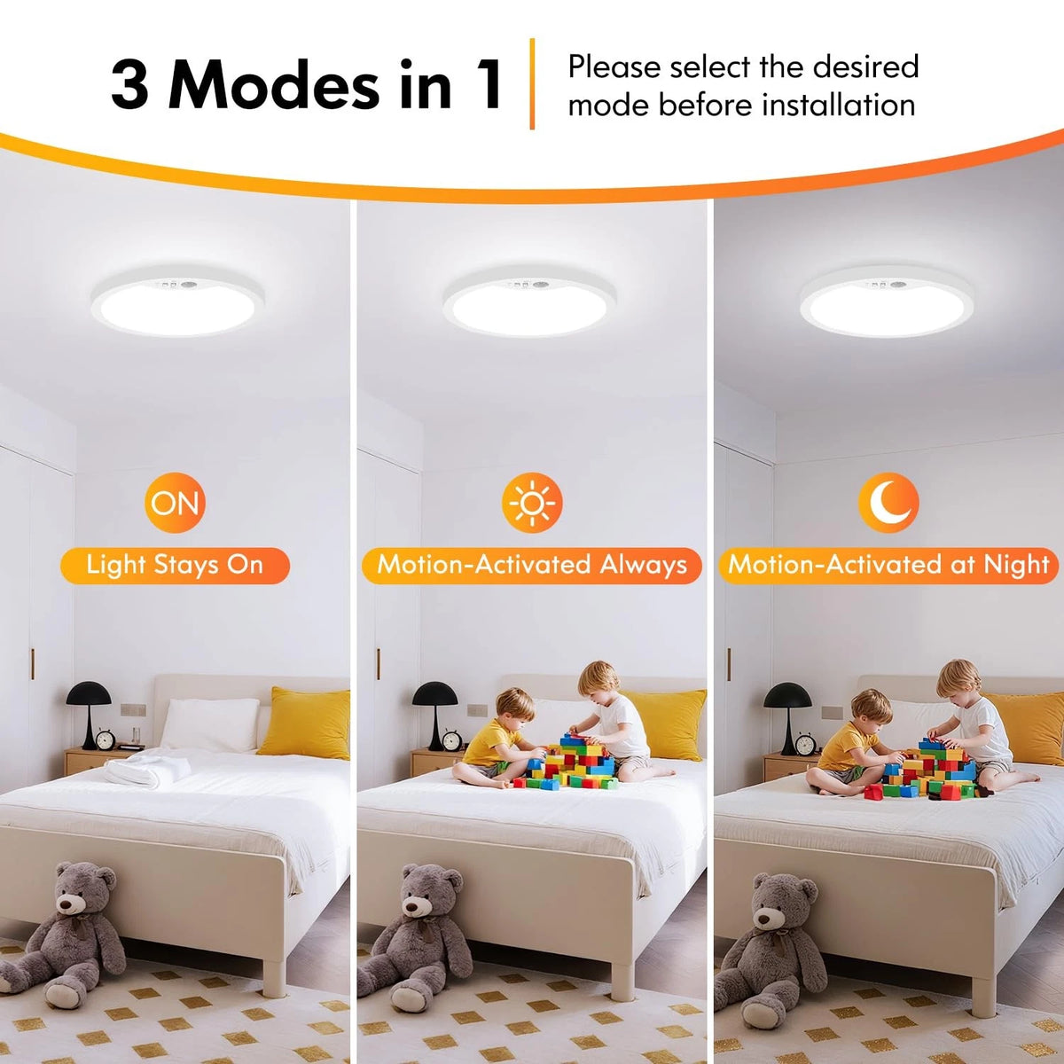 2X Motion Sensor Ceiling Light for Brightever (7 Inch, Wired, White)