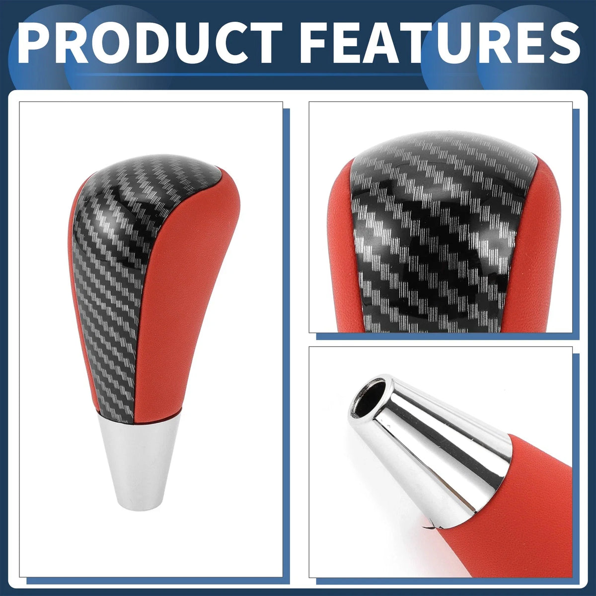 Automatic Gear Shifter Knob for Toyota 4Runner (2003–2021) Faux Leather Black Red