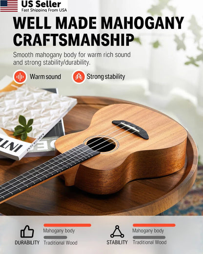 23 Inch Mahogany Concert Ukulele for Beginners
