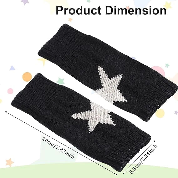 3 Pairs Fingerless Knitted Star Gloves for Autumn Winter