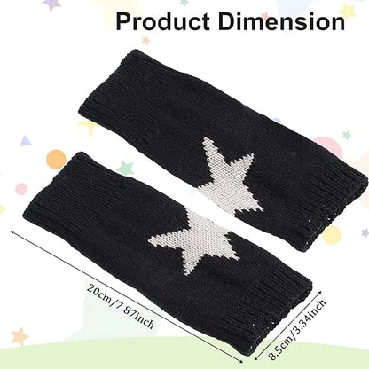 3 Pairs Fingerless Knitted Star Gloves for Autumn Winter