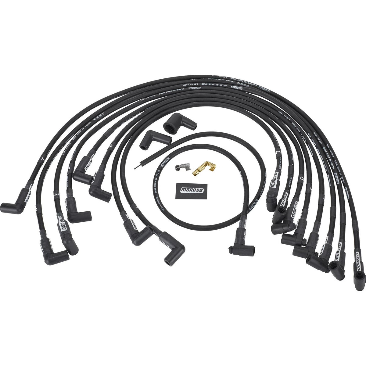 Set of 4 Moroso 28580 Custom Wires for Chevy Small Block (90 Degree, Black)