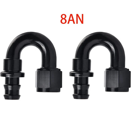2PCS 8AN 180° Push-On Lock Hose Fitting for Oil/Fuel/Gas Lines