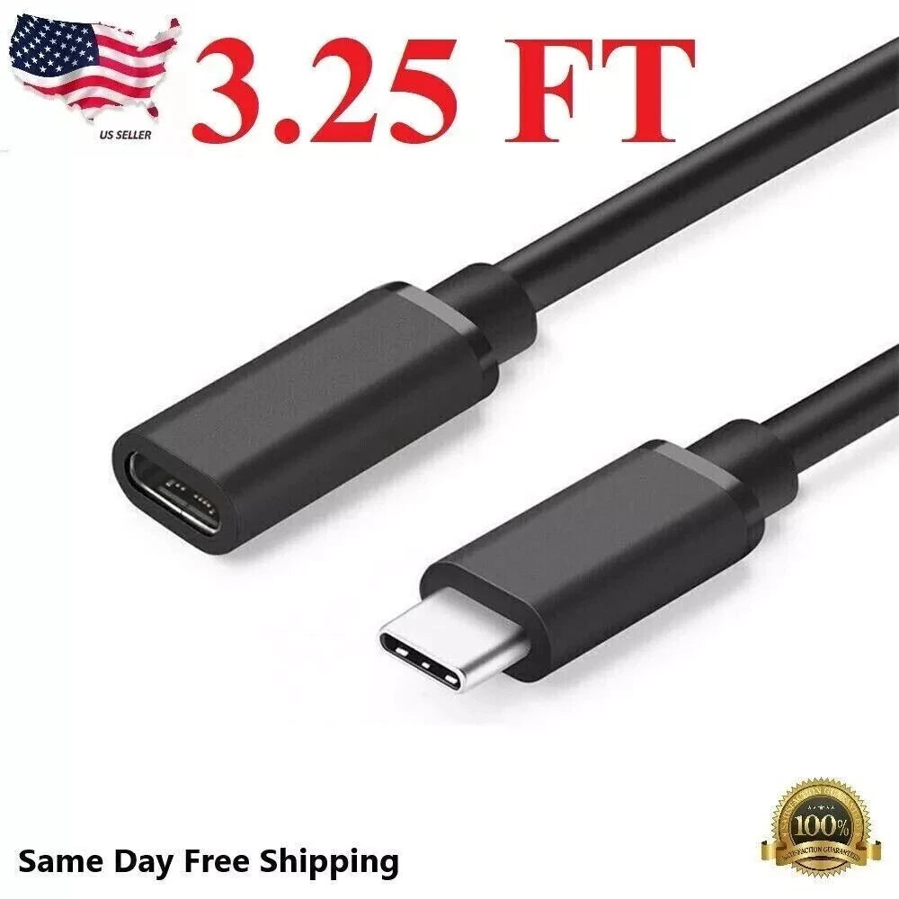 3 Feet Type C USB 3.1 Male to USB-C Female Extension Cable