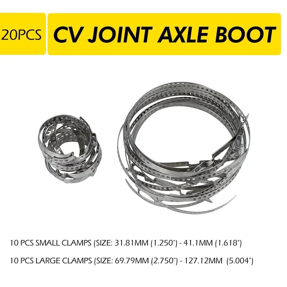 Set of 4 Stainless Steel Adjustable Axle CV Joint Boot Crimp Clamps for Ford Chevy GMC