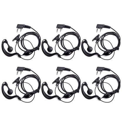 6PC 2Pin Headset Earpiece Mic for Baofeng UV-5R UV-82 BF-888s