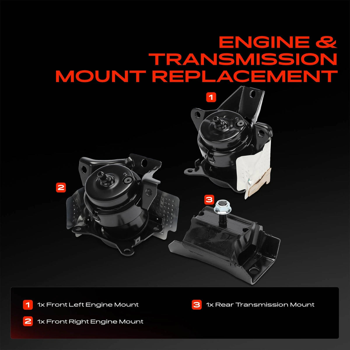 3X Engine Motor & Transmission Mount for Chevy Silverado 1500 (2014–2018) 23134733, 3565, 3566, 2811