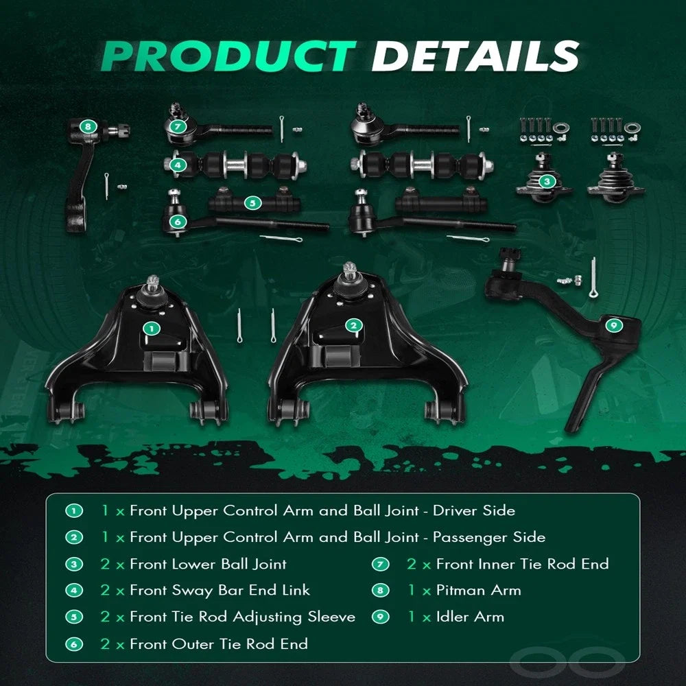 Set of 14 Steering Control Arm Ball Joint Tie Rod Sway Bar for Chevrolet Blazer (1999–2005)